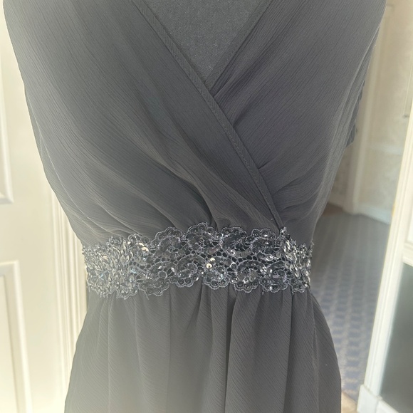 Cha Cha Vente Black Crepe Top with Sequin Band Around Waist Size M - Picture 3 of 5